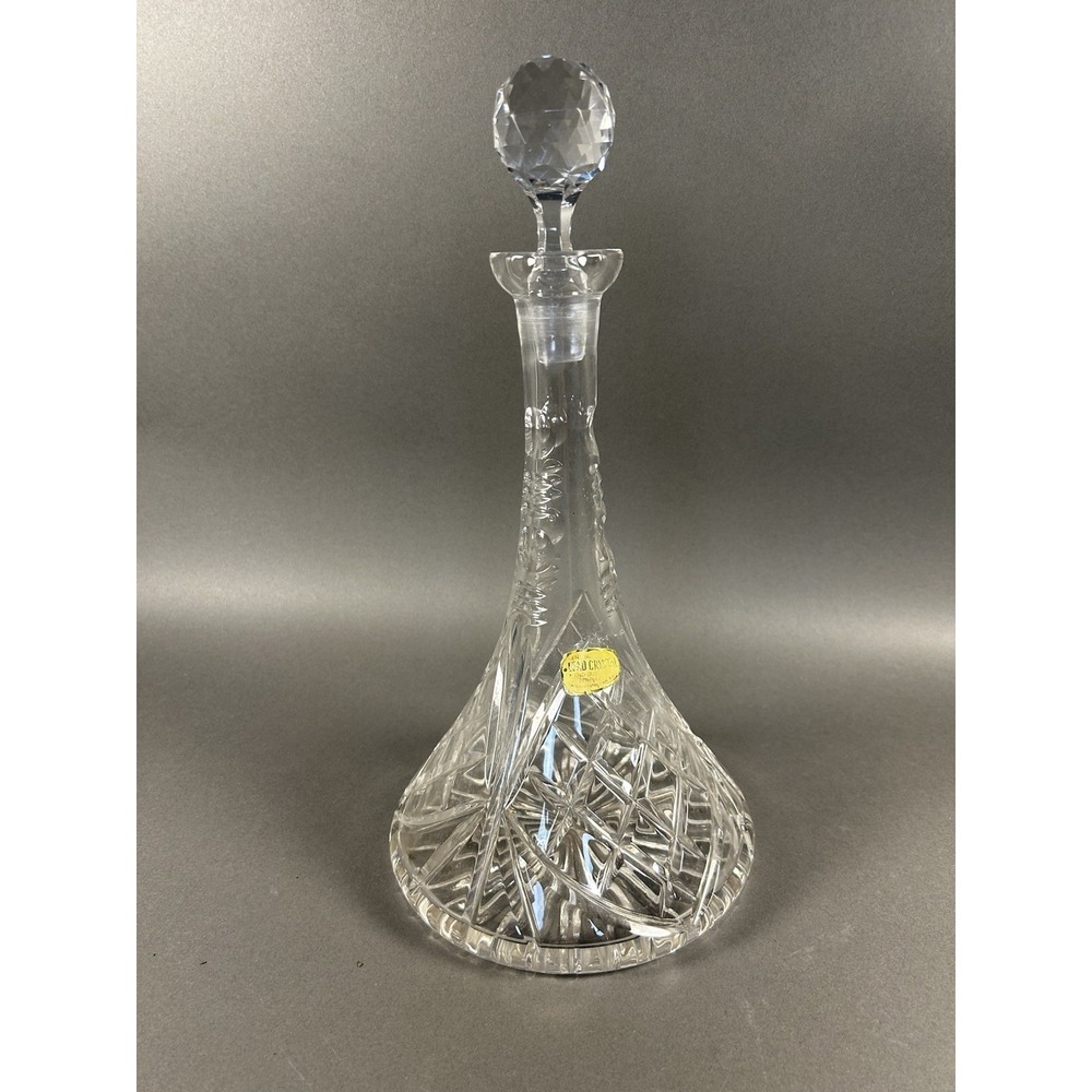 Vintage West Germany 24% Lead Crystal Hand Cut Decanter Stopper 14"